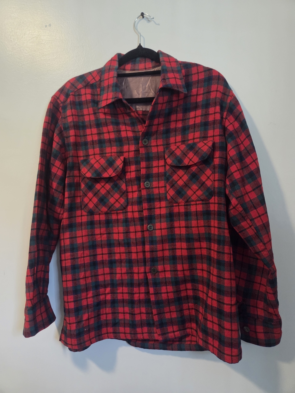 Red and Black Plaid Flannel Shirt Jacket